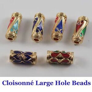 Multicolored Cloisonné Large Hole Spacer Beads